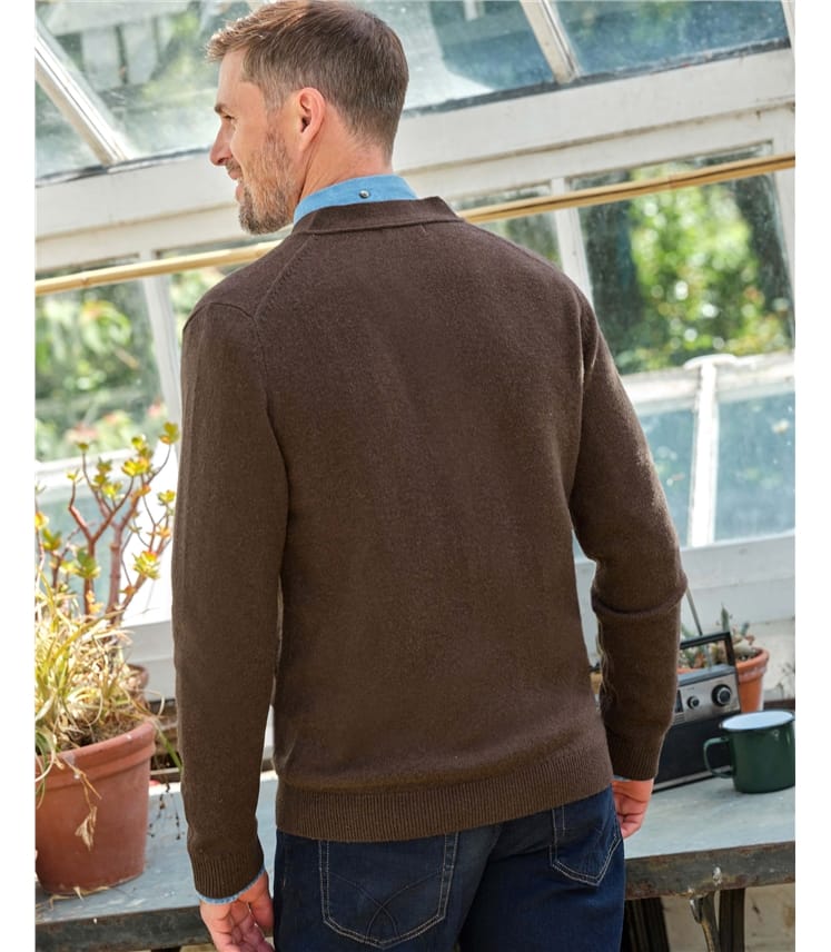 Strickjacke mit V-Ausschnitt aus Lammwolle für Herren