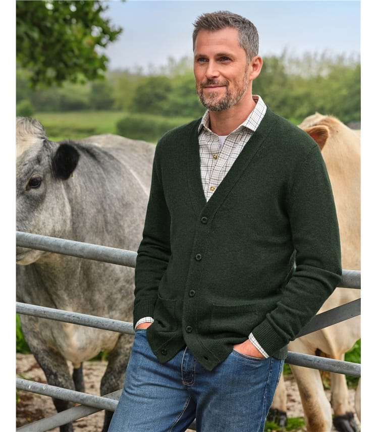 Strickjacke mit V-Ausschnitt aus Lammwolle für Herren
