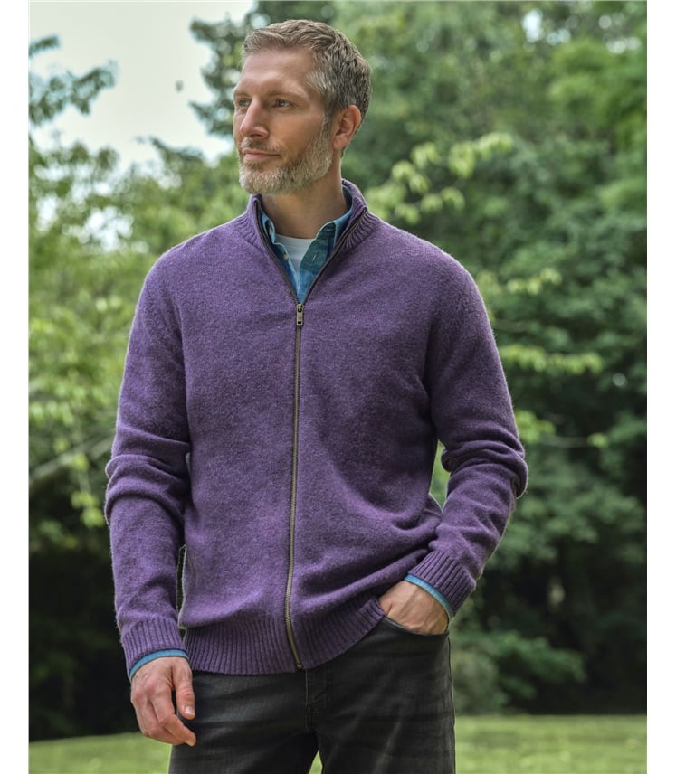 Strickjacke mit Reißverschluss aus Lammwolle für Herren