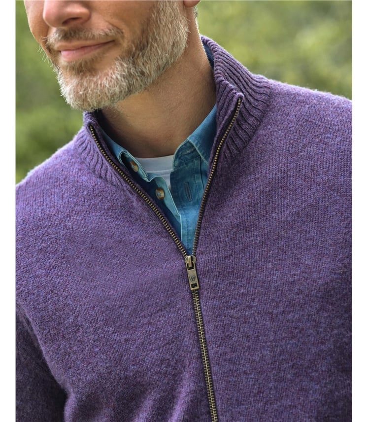 Strickjacke mit Reißverschluss aus Lammwolle für Herren