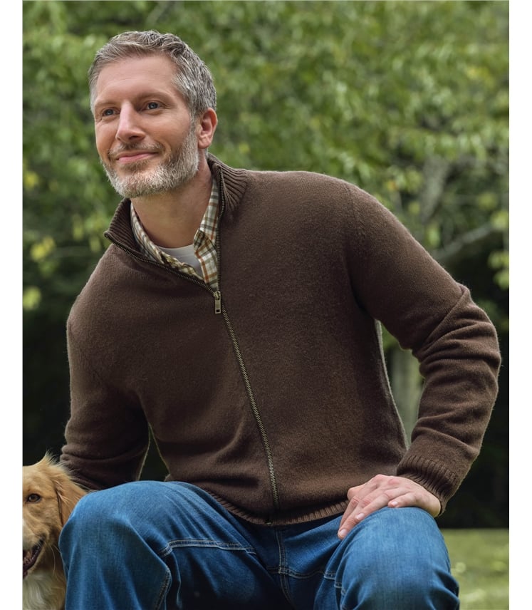 Mens Lambswool Lincoln Zipper Cardigan