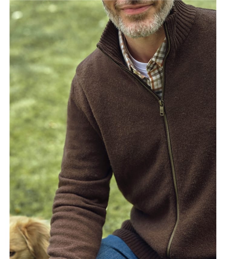 Mens Lambswool Lincoln Zipper Cardigan