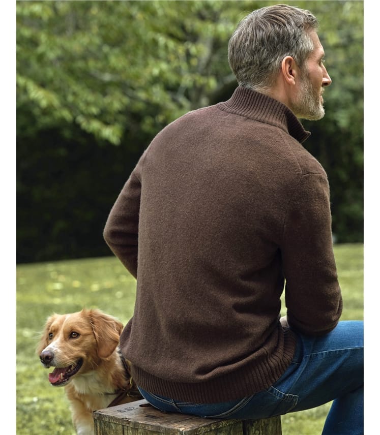 Mens Lambswool Lincoln Zipper Cardigan