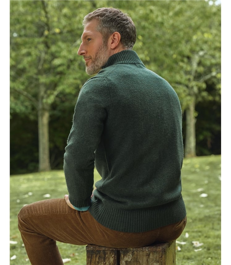 Mens Lambswool Lincoln Zipper Cardigan