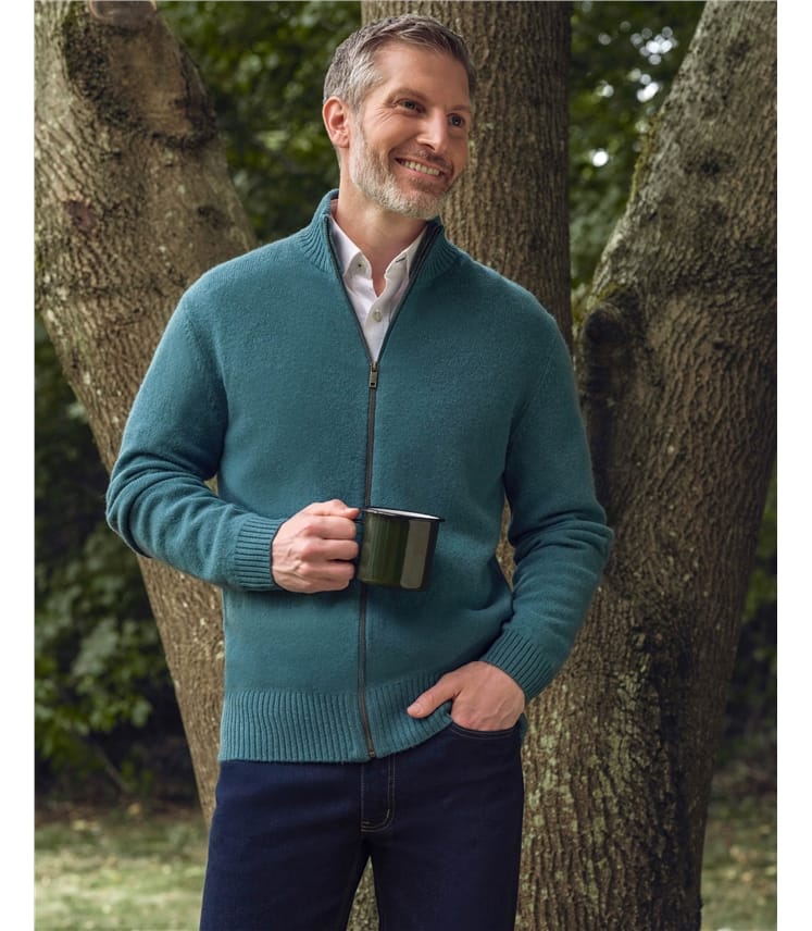 Mens Lambswool Lincoln Zipper Cardigan