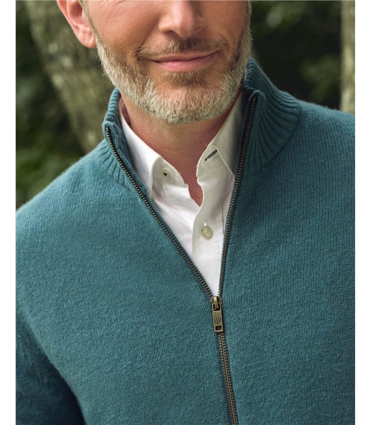 Mens Lambswool Lincoln Zipper Cardigan
