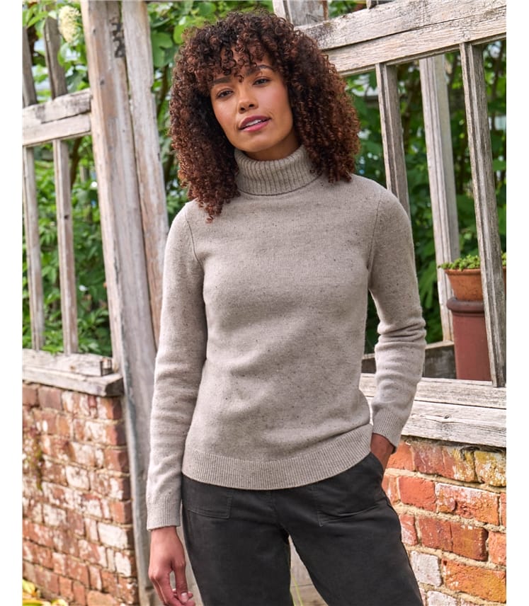 Rollkragenpullover aus Lammwolle für Damen