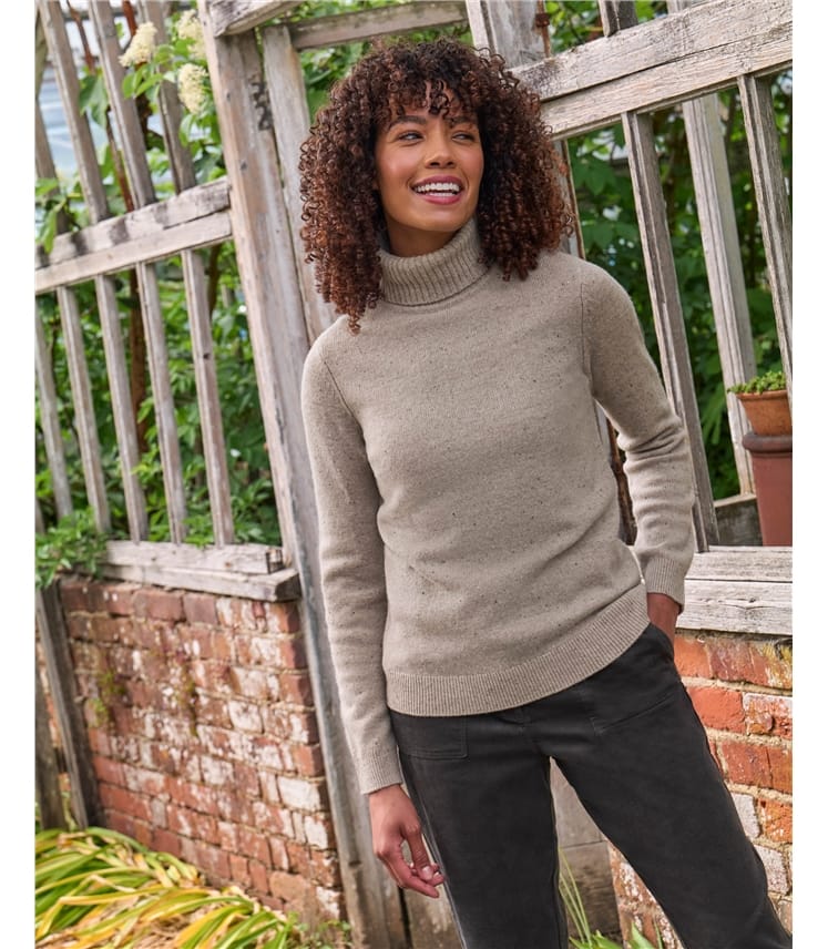 Rollkragenpullover aus Lammwolle für Damen