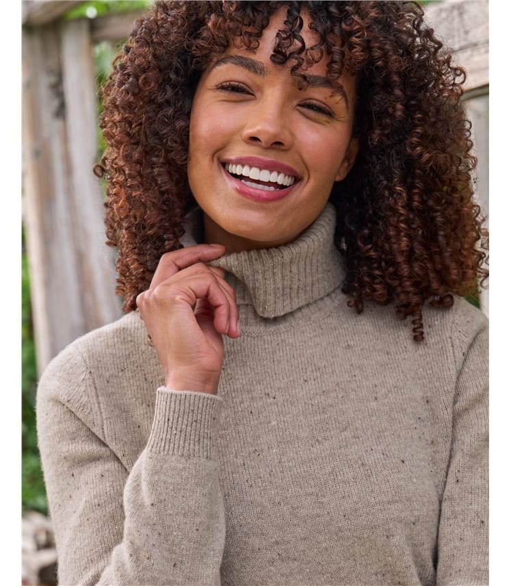 Rollkragenpullover aus Lammwolle für Damen