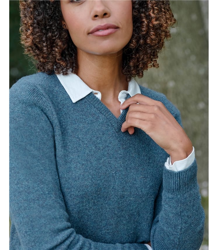 Pull à col V - Femme - Laine d’agneau certifiée 100% RWS