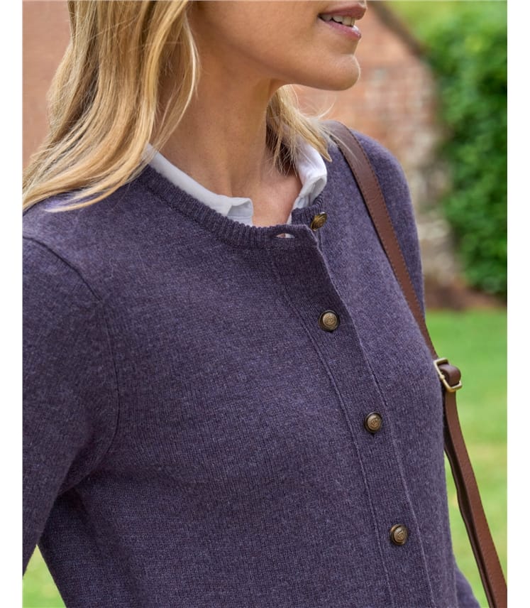 Lambswool Ladies Crew Neck Cardigan