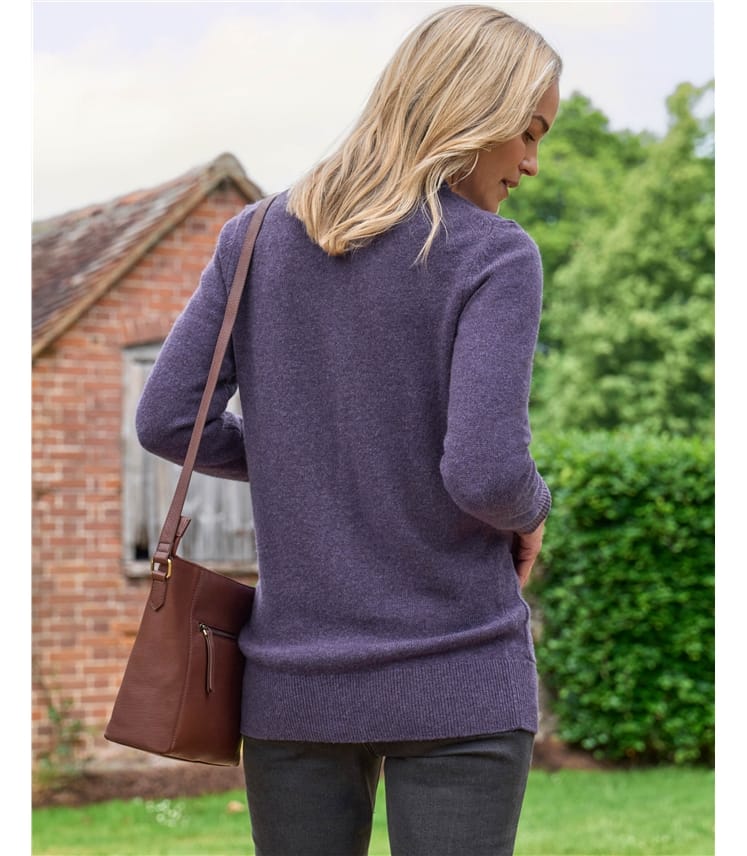 Lambswool Ladies Crew Neck Cardigan