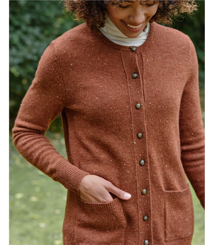 Strickjacke mit Rundhalsausschnitt aus Lammwolle für Damen