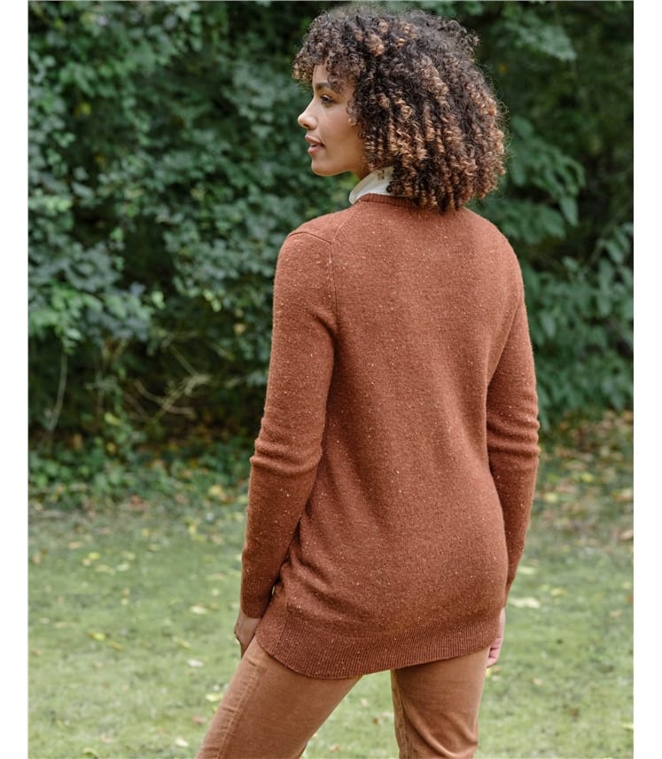 Strickjacke mit Rundhalsausschnitt aus Lammwolle für Damen