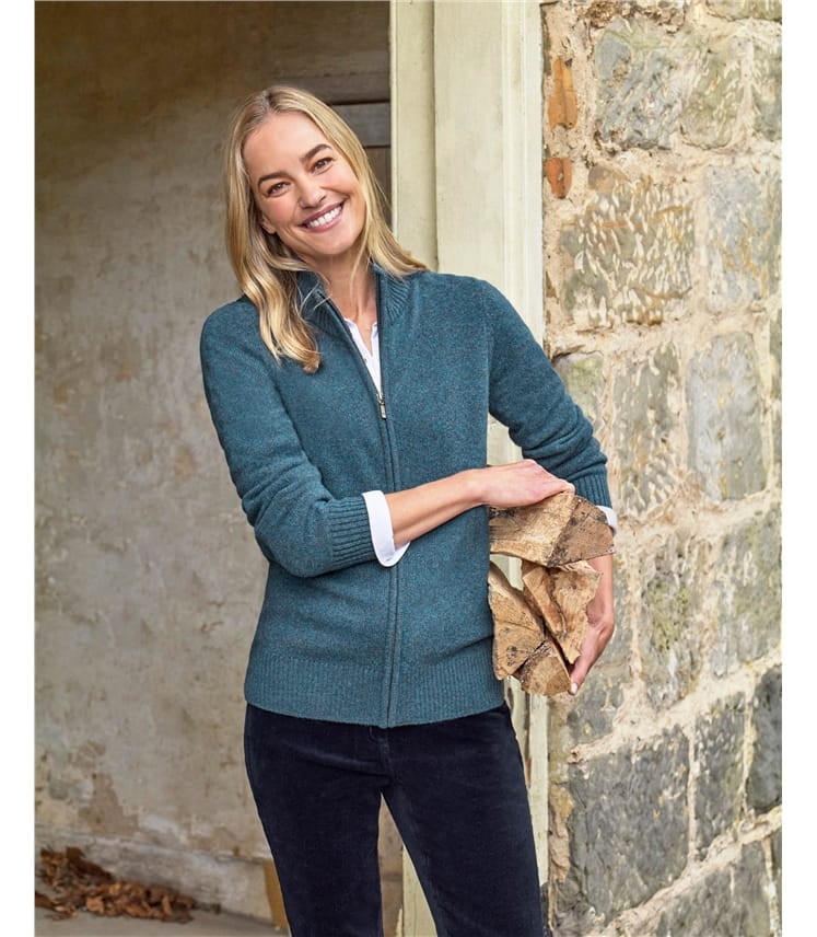 Lambswool Zip Thru Cardigan