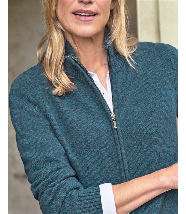 Lambswool Zip Thru Cardigan