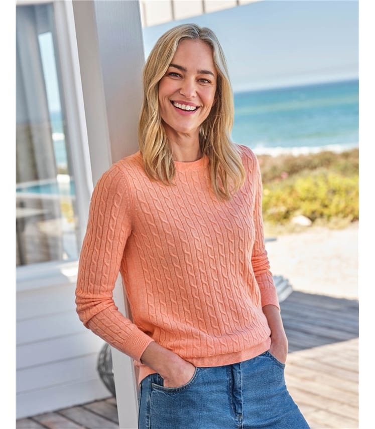 Cashmere Merino Cable Crew Neck Jumper