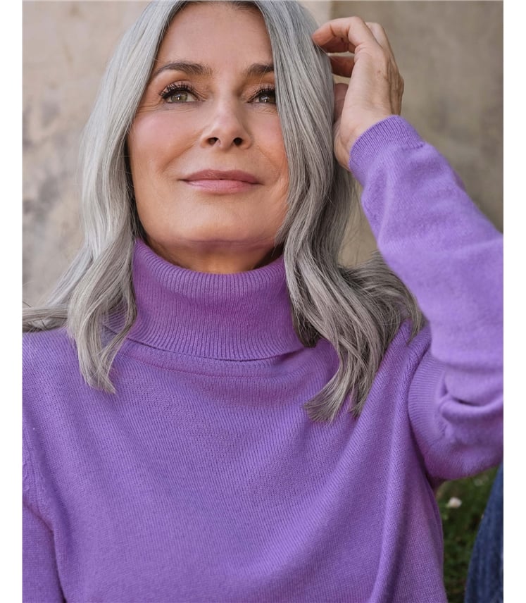 Cashmere and Merino Fitted Polo Neck Knitted Jumper