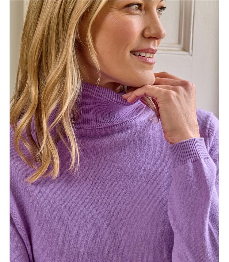 Pull à col roulé ajusté - Femme - Cachemire & mérinos