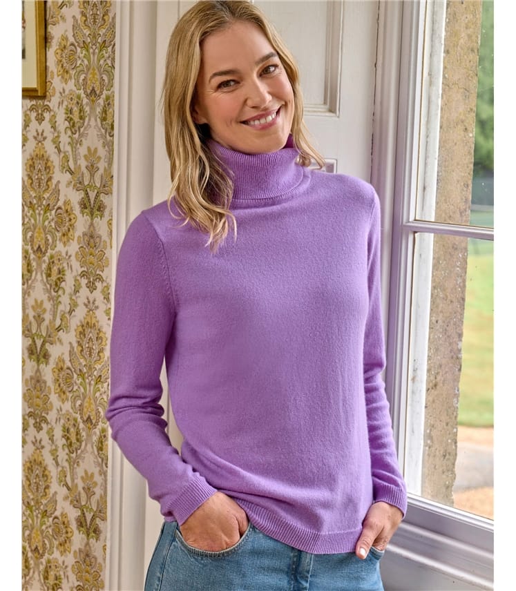 Pull à col roulé ajusté - Femme - Cachemire & mérinos