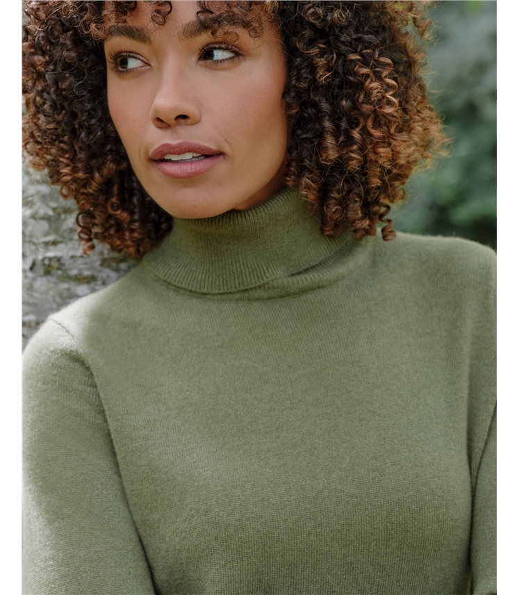 Cashmere and Merino Fitted Polo Neck Knitted Jumper