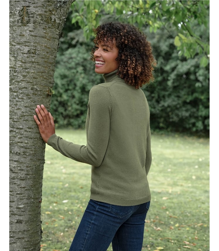Cashmere and Merino Fitted Polo Neck Knitted Jumper
