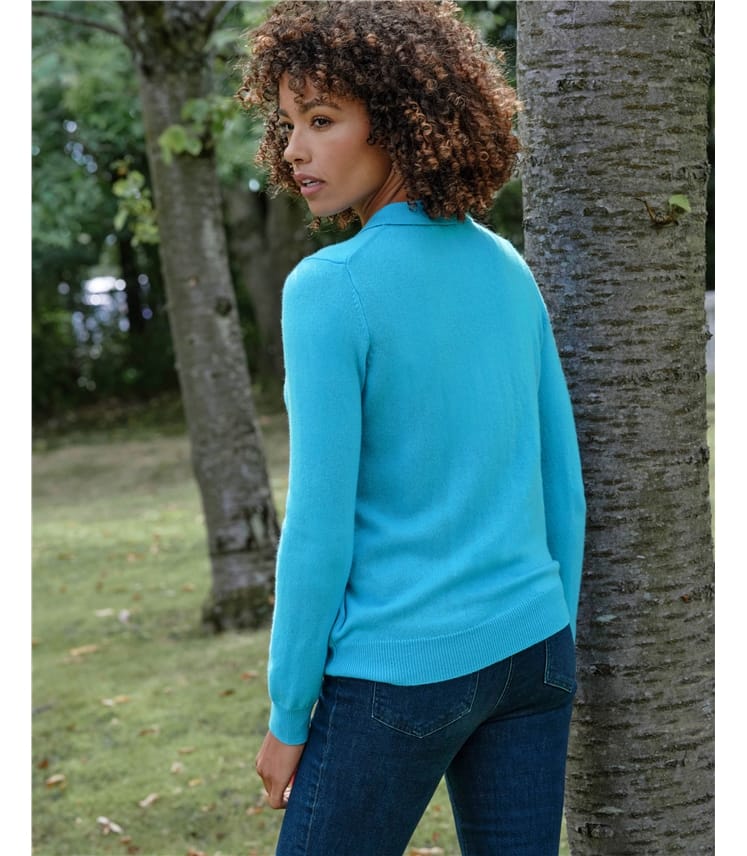 Strick-Polohemd aus Merino- und Kaschmirwolle für Damen
