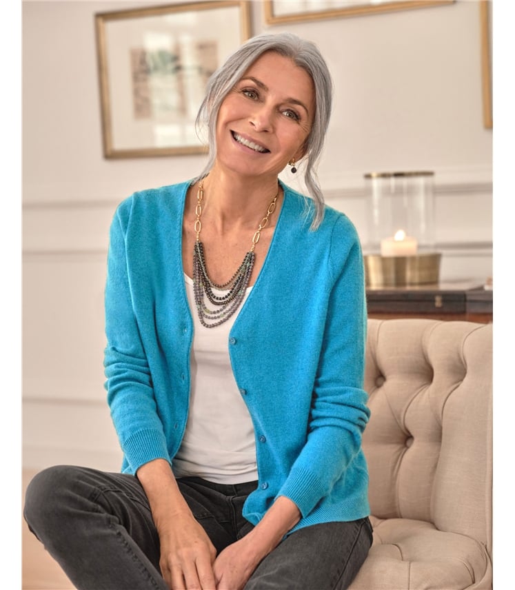 Cashmere Merino Classic V Neck Cardigan