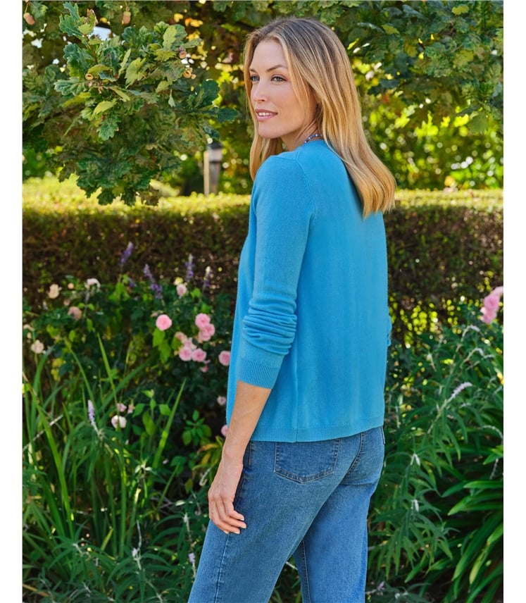 Strickjacke mit V-Ausschnitt aus Merino- und Kaschmirwolle für Damen