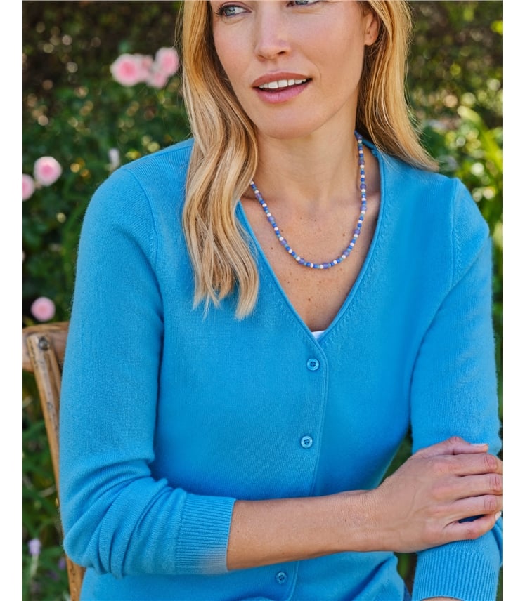 Strickjacke mit V-Ausschnitt aus Merino- und Kaschmirwolle für Damen