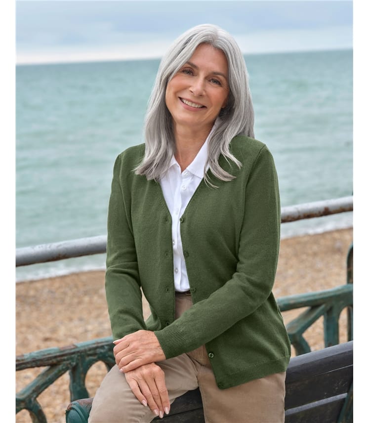 Cashmere Merino Classic V Neck Cardigan