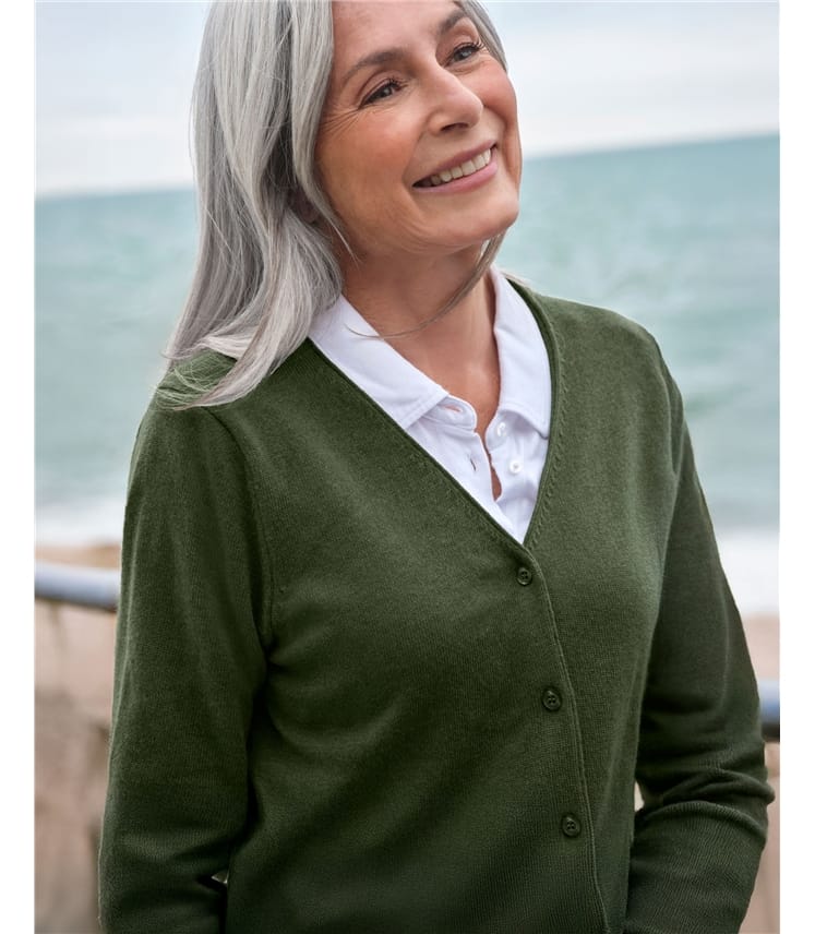 Cashmere Merino Classic V Neck Cardigan