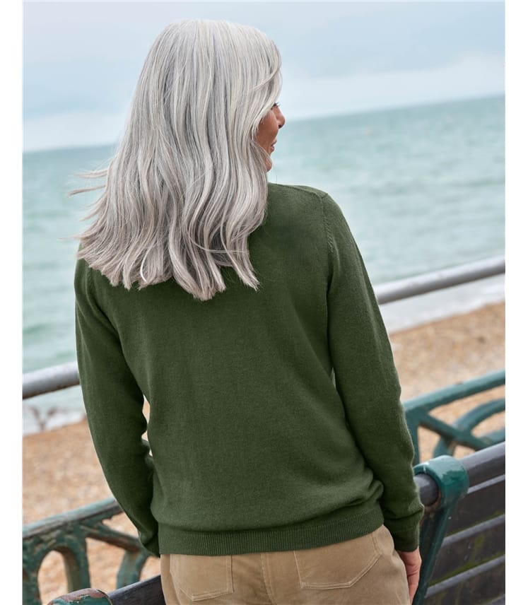 Cashmere Merino Classic V Neck Cardigan