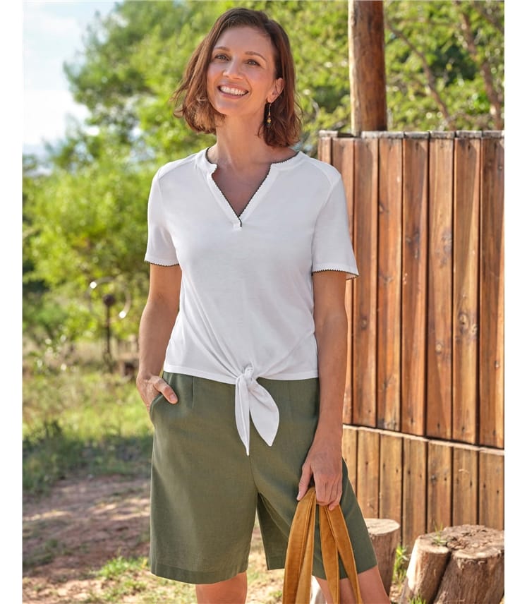 Short Sleeve Tie Front Shirt