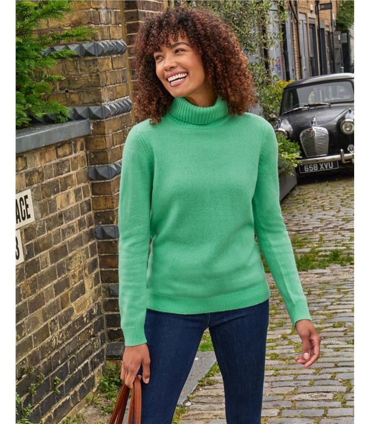 Rollkragenpullover aus Lammwolle für Damen