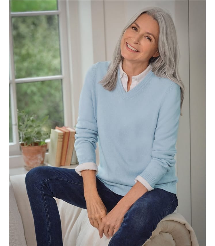 Pull à col V - Femme - Laine d’agneau certifiée 100% RWS