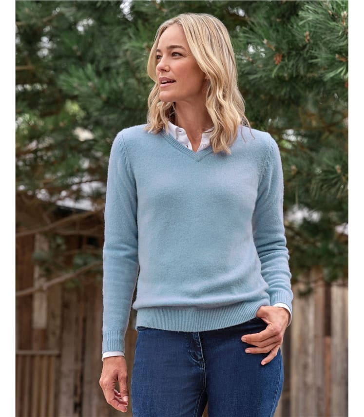 Womens Lambswool V Neck Jumper