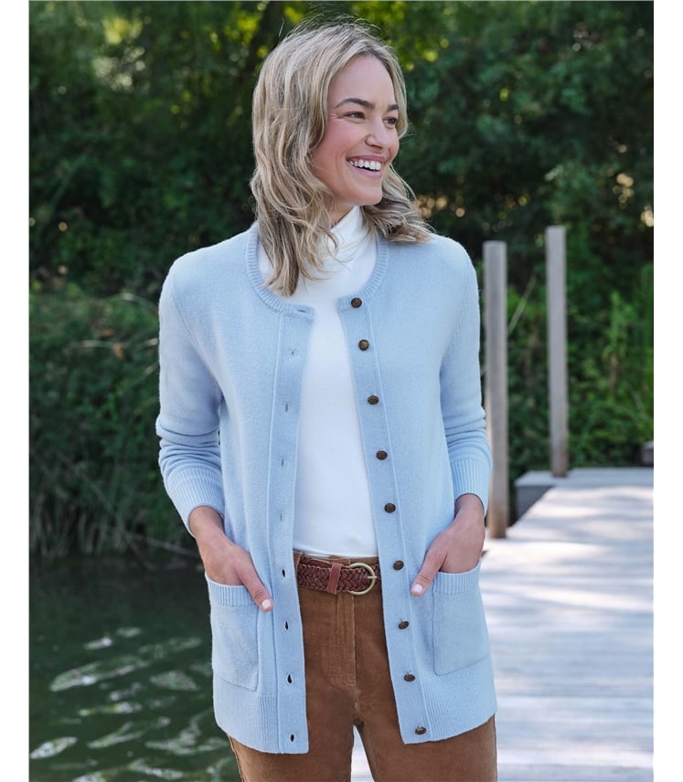 Lambswool Ladies Crew Neck Cardigan
