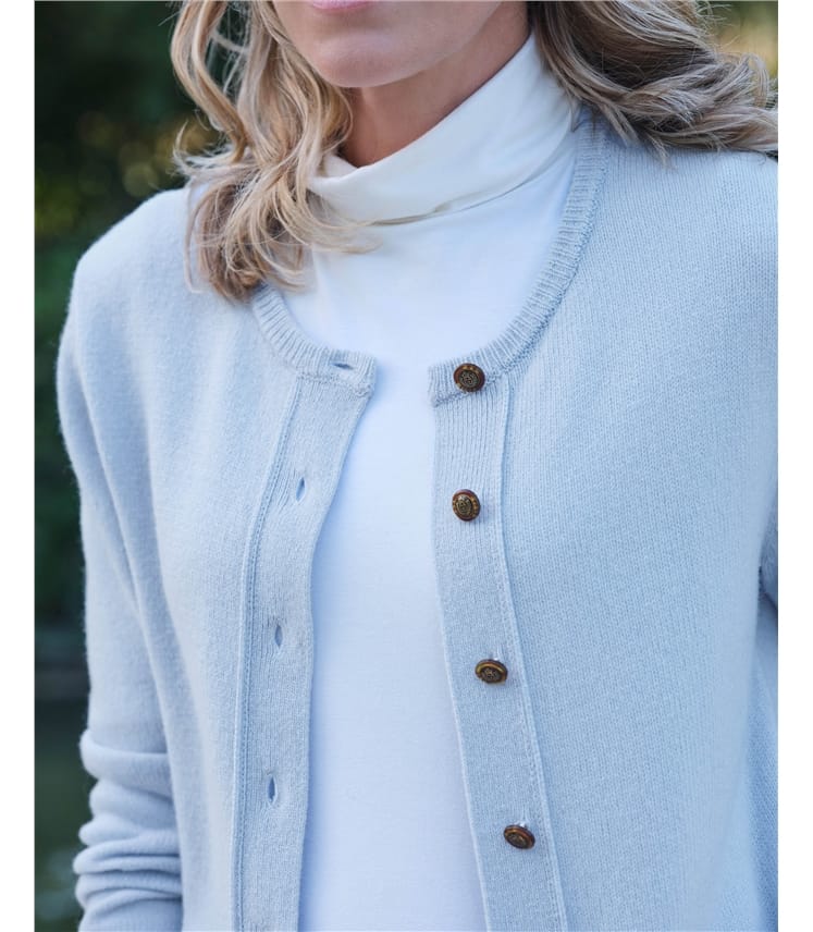 Lambswool Ladies Crew Neck Cardigan