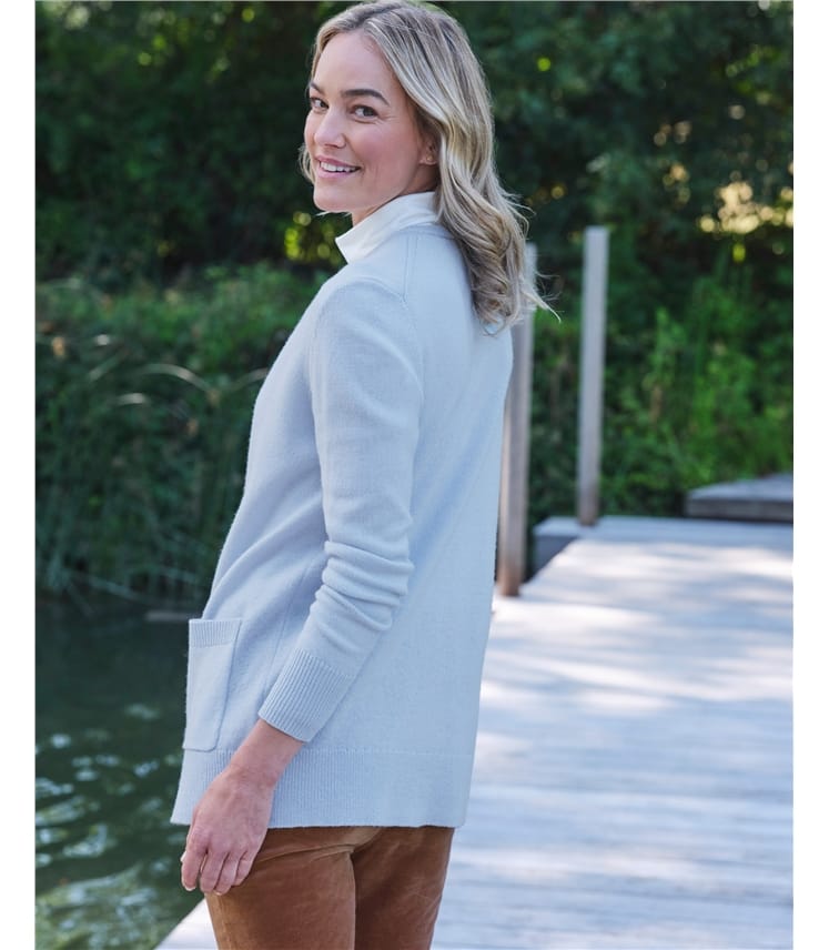 Lambswool Ladies Crew Neck Cardigan