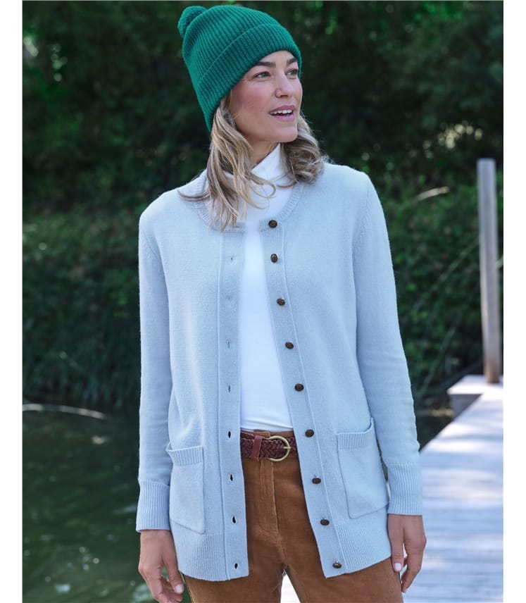 Lambswool Ladies Crew Neck Cardigan