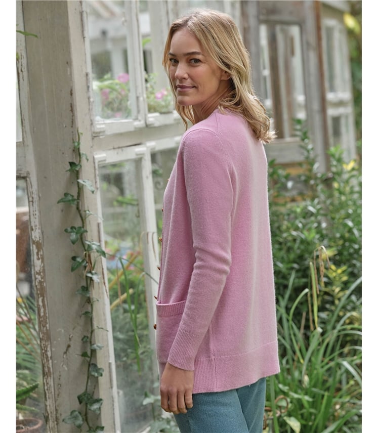 Strickjacke mit Rundhalsausschnitt aus Lammwolle für Damen