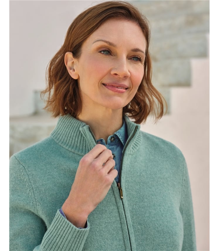 Lambswool Zip Thru Cardigan