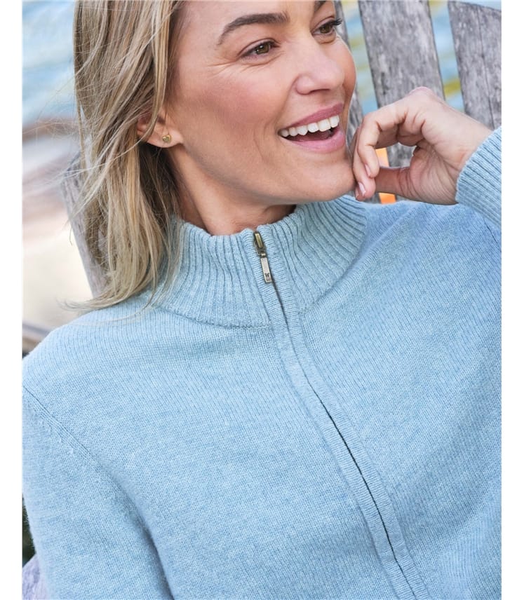 Cardigan ajusté à fermeture éclair - Femme - Laine d’agneau certifiée 100% RWS