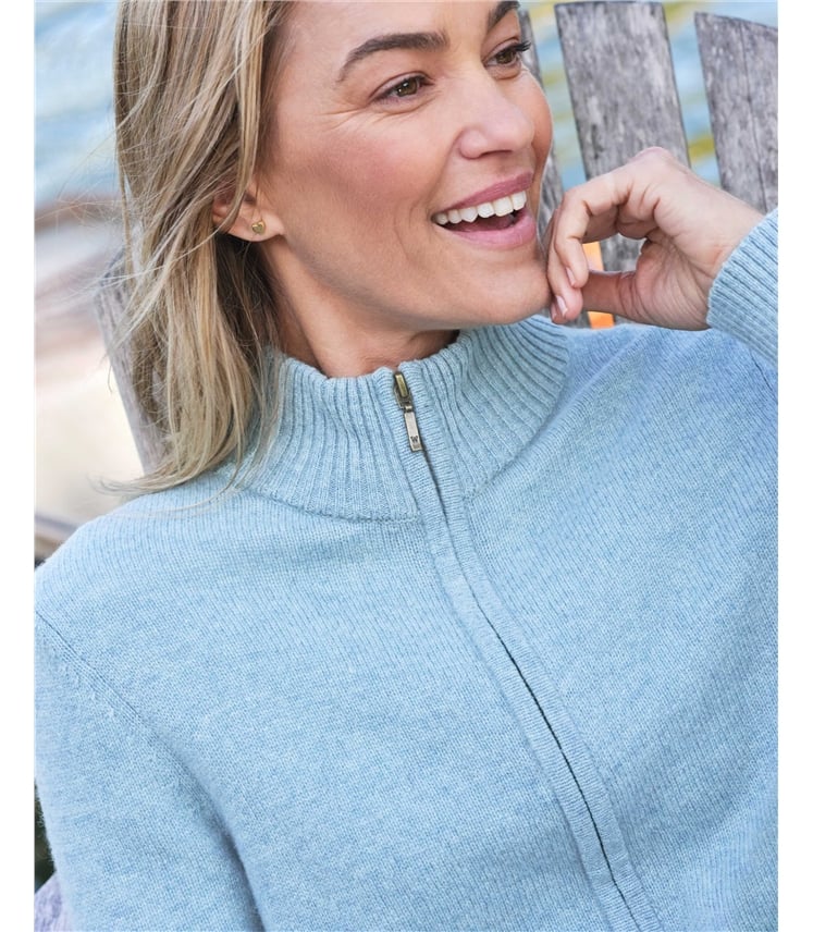 Lambswool Zip Thru Cardigan