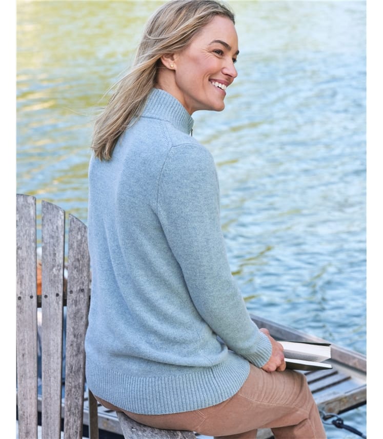 Cardigan ajusté à fermeture éclair - Femme - Laine d’agneau certifiée 100% RWS