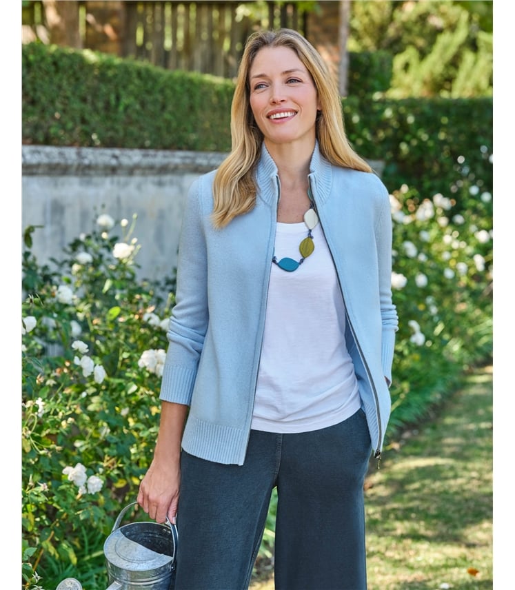 Lambswool Zip Thru Cardigan