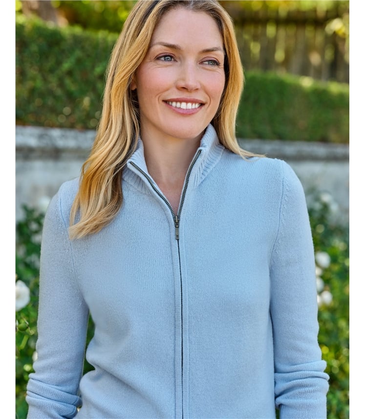 Lambswool Zip Thru Cardigan
