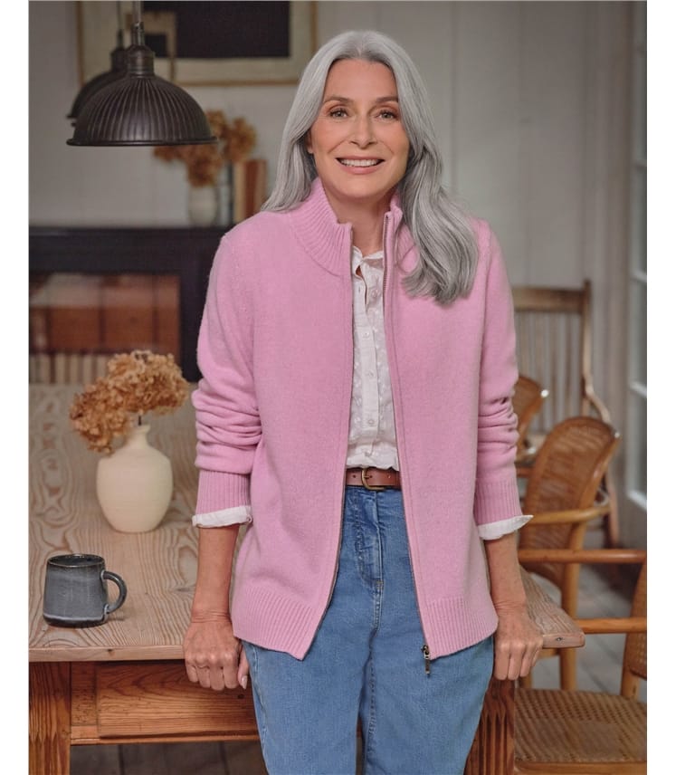 Cardigan ajusté à fermeture éclair - Femme - Laine d’agneau certifiée 100% RWS