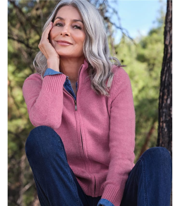 Cardigan ajusté à fermeture éclair - Femme - Laine d’agneau certifiée 100% RWS